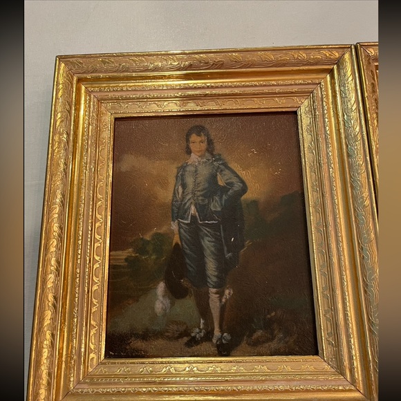 Sold Vintage Blue boy and Pinkie Girl prints on board. Gilt gold frames. - Picture 2 of 13